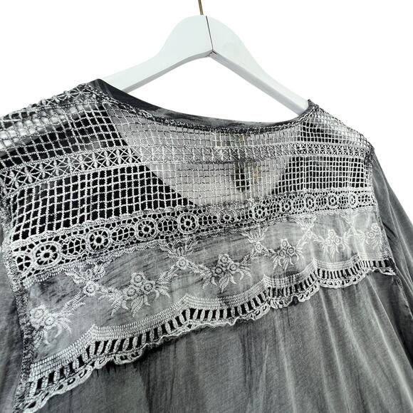 Aratta Silent Journey Distressed Long Sleeve Top XL Cuff Sleeve Bohemian Top - Picture 5 of 11